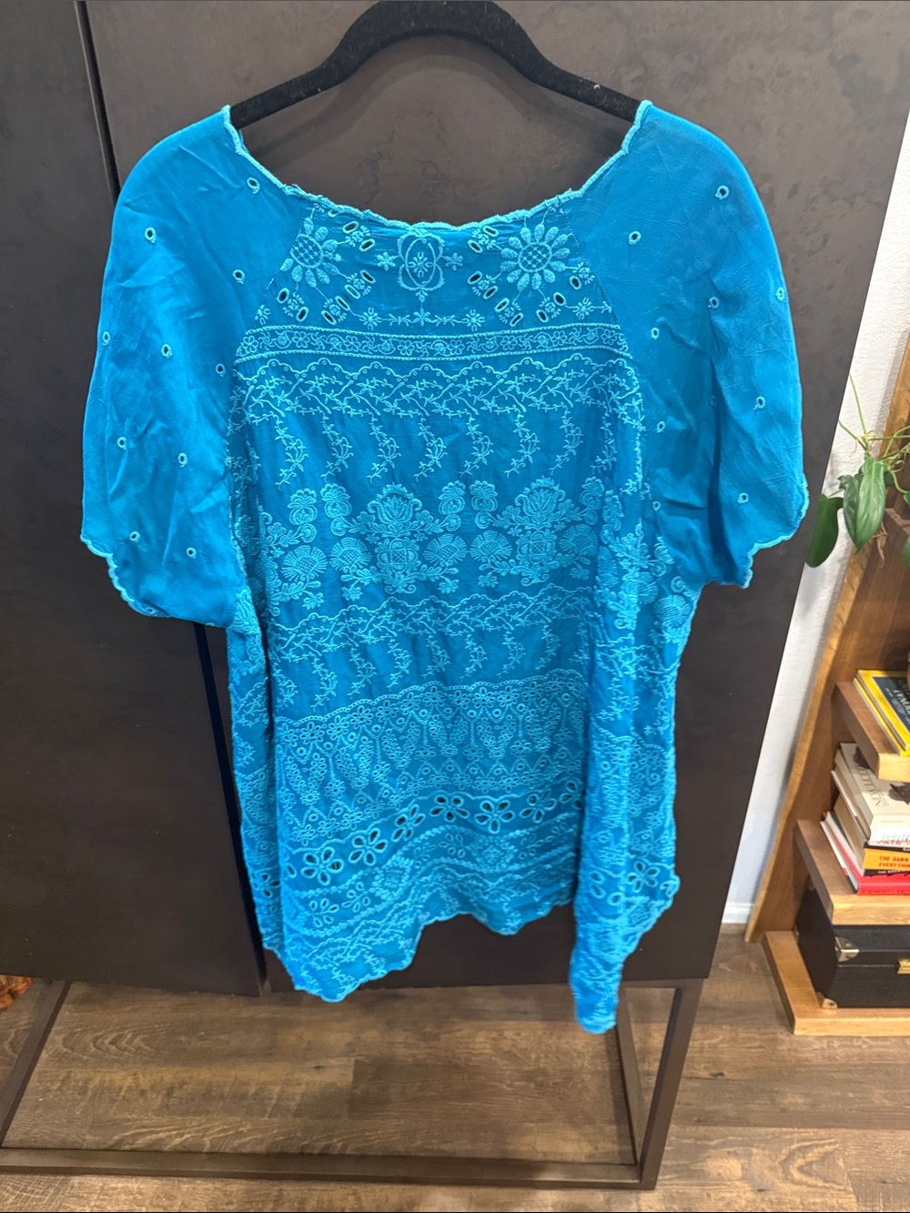 Johnny Was Bright Turquoise Embroidered Tunic - Picture 4 of 5